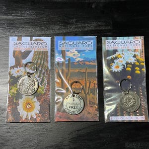Saguaro National Park Münztoken Zipper Pull Schlüsselanhänger Zion Ruins Cave Red Rocks Wandern Camping Arizona Native American California Cactus