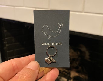 Whale Be Fine Charm 1pc Keychain Zipper Pull 10x14mm Pun Fun Ocean Water Sea Fish