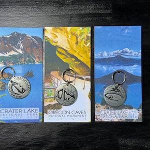 Crater Lake National Park Token Keychain Zipper Pull 1pc Phantom Ship Oregon Caves National Monument Deep