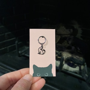 Black Cat Charm Keychain Zipper Pull 1pc 16x14mm Hallow