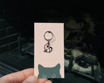 Black Cat Charm Keychain Zipper Pull 1pc 16x14mm Hallow