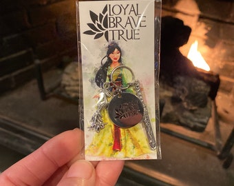 Mulan Charm Keychain Zipper Pull 1pc Loyal Brave and True Sword Phoenix Comb Fun Keychain Gift