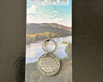 Bluestone National Scenic River Token Coin Keychain Zipper 1pc Deer Desert Great Blue Heron West Virginia 1988 Limestone riverbed