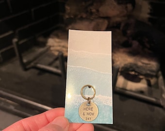 Here and Now Bronze Charm Keychain Zipper Pull 1pc Fun Gift Hawaii Hiking Ocean Sand Trees Outside