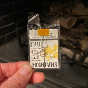 Binder Clip with Mustard Seed Charm Hanging 1pc Planner Clip Faith as Small as a Mustard Seed can Move Mountains Fun Gift
