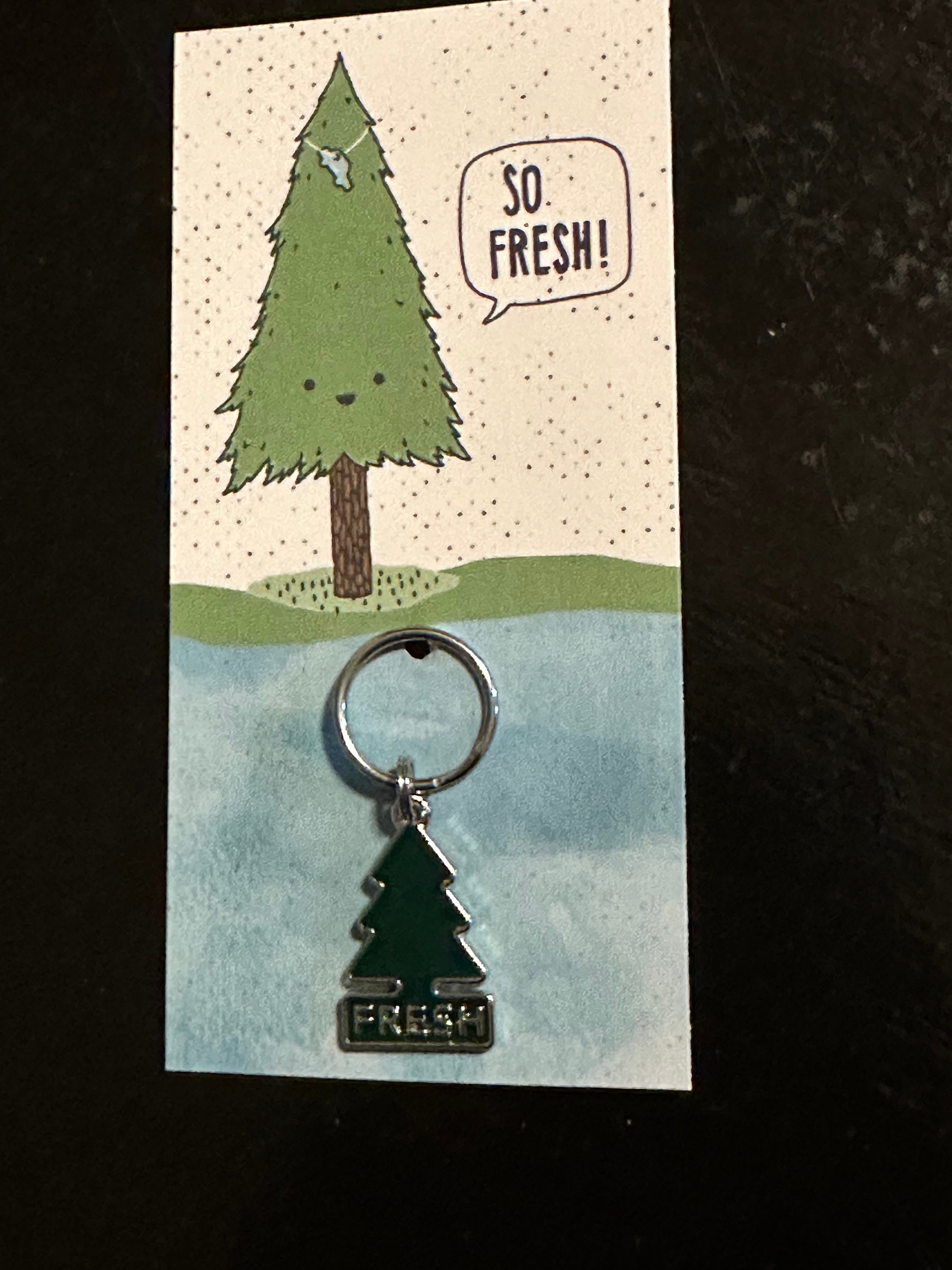 Fresh Pine Tree Charm Keychain Zipper Pull 1pc Car Smell Funny Pun