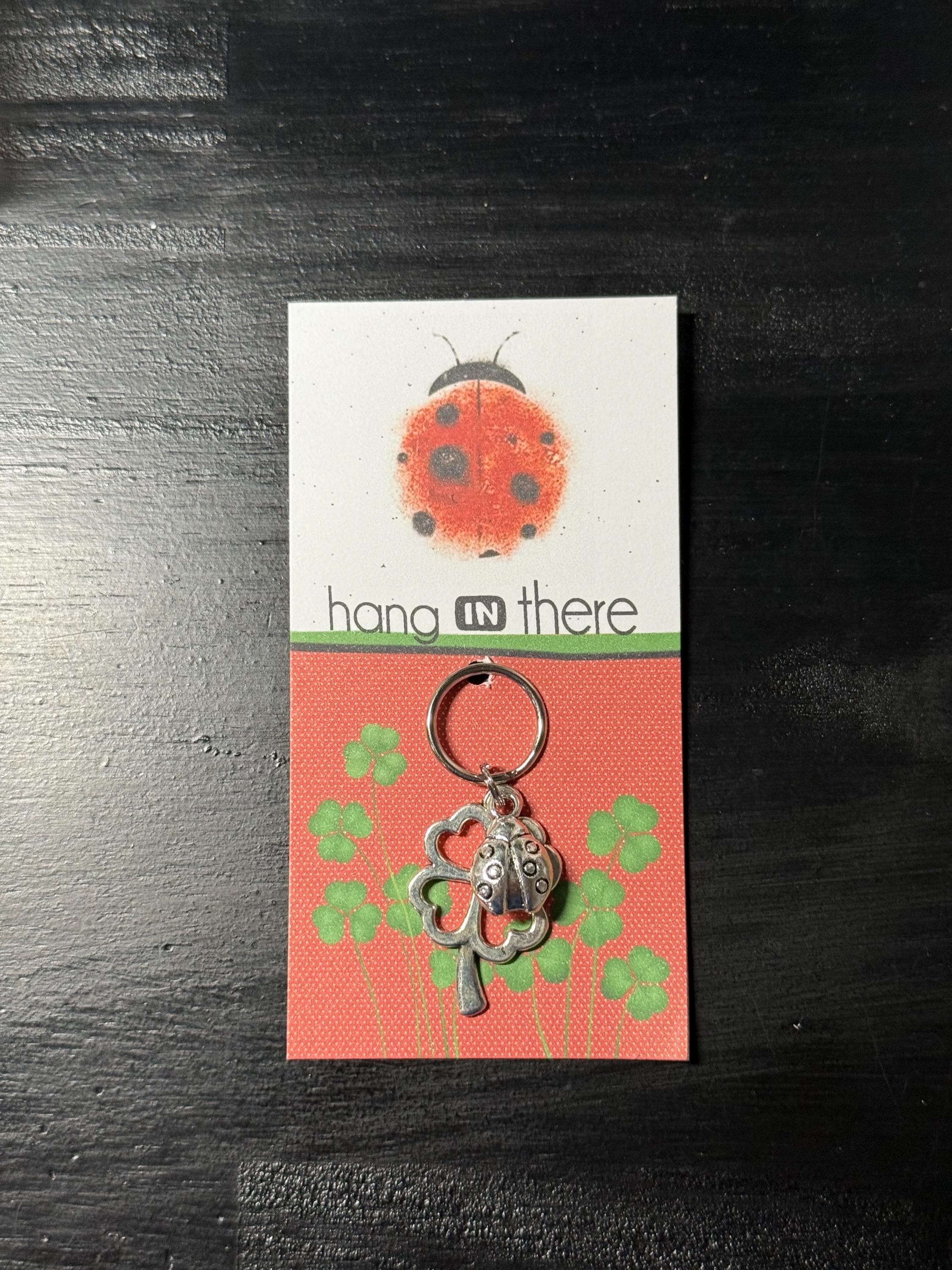 Shamrock Clover Ladybug Charms 1pc Keychain Zipper Pull 25x17mm