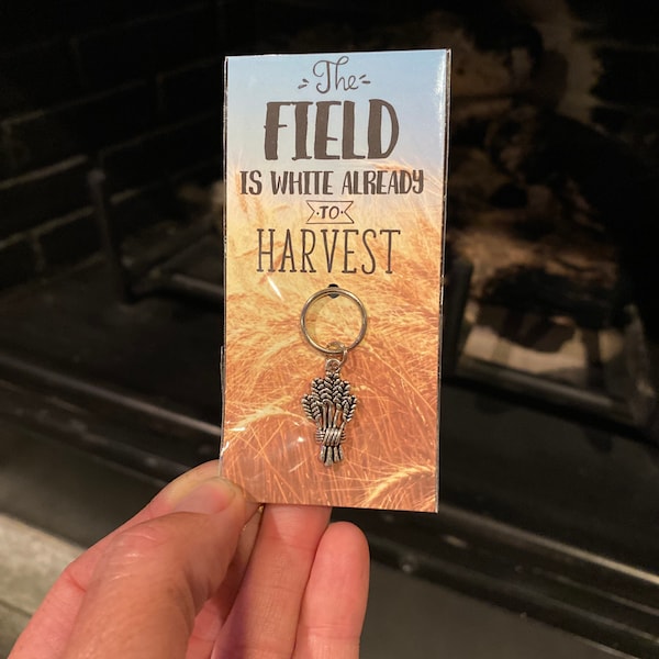 The Field is White Already to Harvest 1pc Keychain Zipper Pull 20x13mm Wheat Sheaf