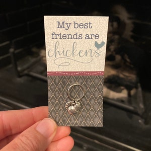 Chicken Charm Keychain Zipper Pull 1pc 12x12mm Double Sided My beast friends are Chickens Gift