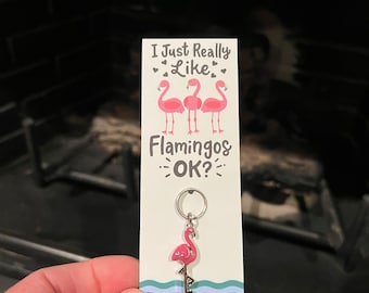 Enamel Flamingo Charm Keychain Zipper Pull 1pc Double Sided I Just Really Like Flamingos Ok Fun Gift Love Birds