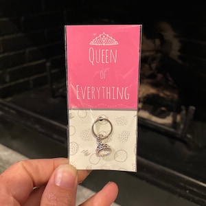 Crown Charm 1pc Queen of Everything 6x10mm Keychain Zipper Pull Tiara Tiny Mini Cute Princess Lady