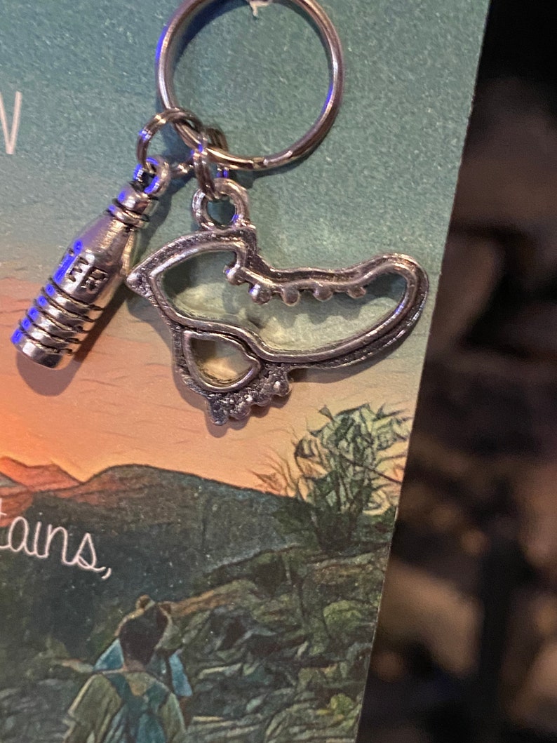 Hiking Boot Charm Keychain Zipper Pull 1pc Fun Keychain Gift When LIFE Gives you MOUNTAINS Put on your Boots & Hike Water Bottle image 3