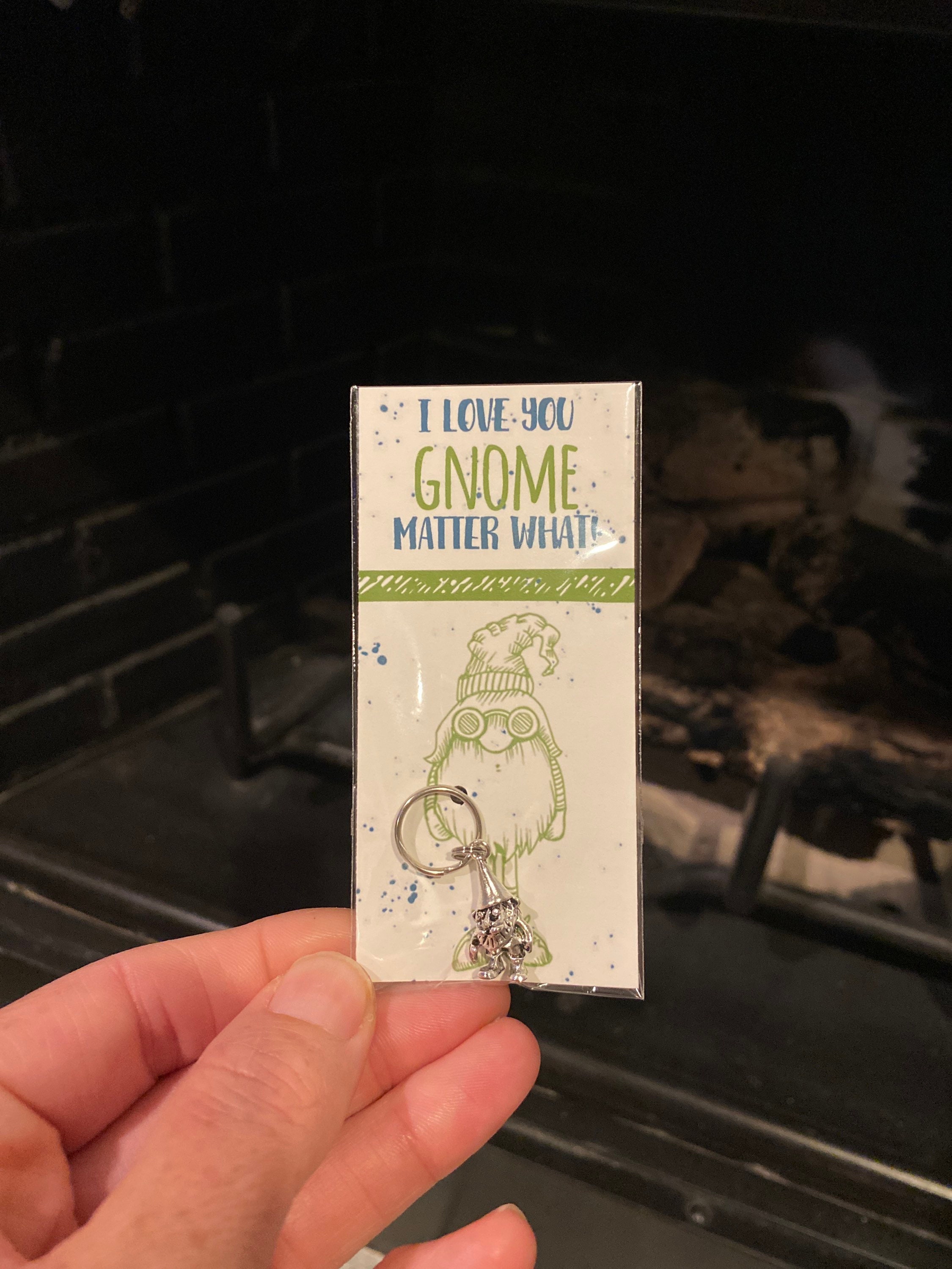Gnome Charm Keychain Zipper Pull 1pc I Love You Gnome Matter What Gift Double sided 23x11mm