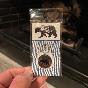 Mama Bear Charm Keychain Zipper Pull 1pc Grizzly National Park Family Mom Child