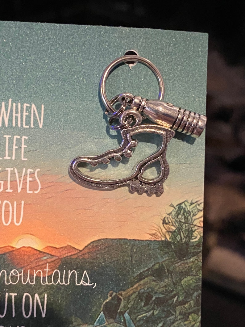 Hiking Boot Charm Keychain Zipper Pull 1pc Fun Keychain Gift When LIFE Gives you MOUNTAINS Put on your Boots & Hike Water Bottle image 5