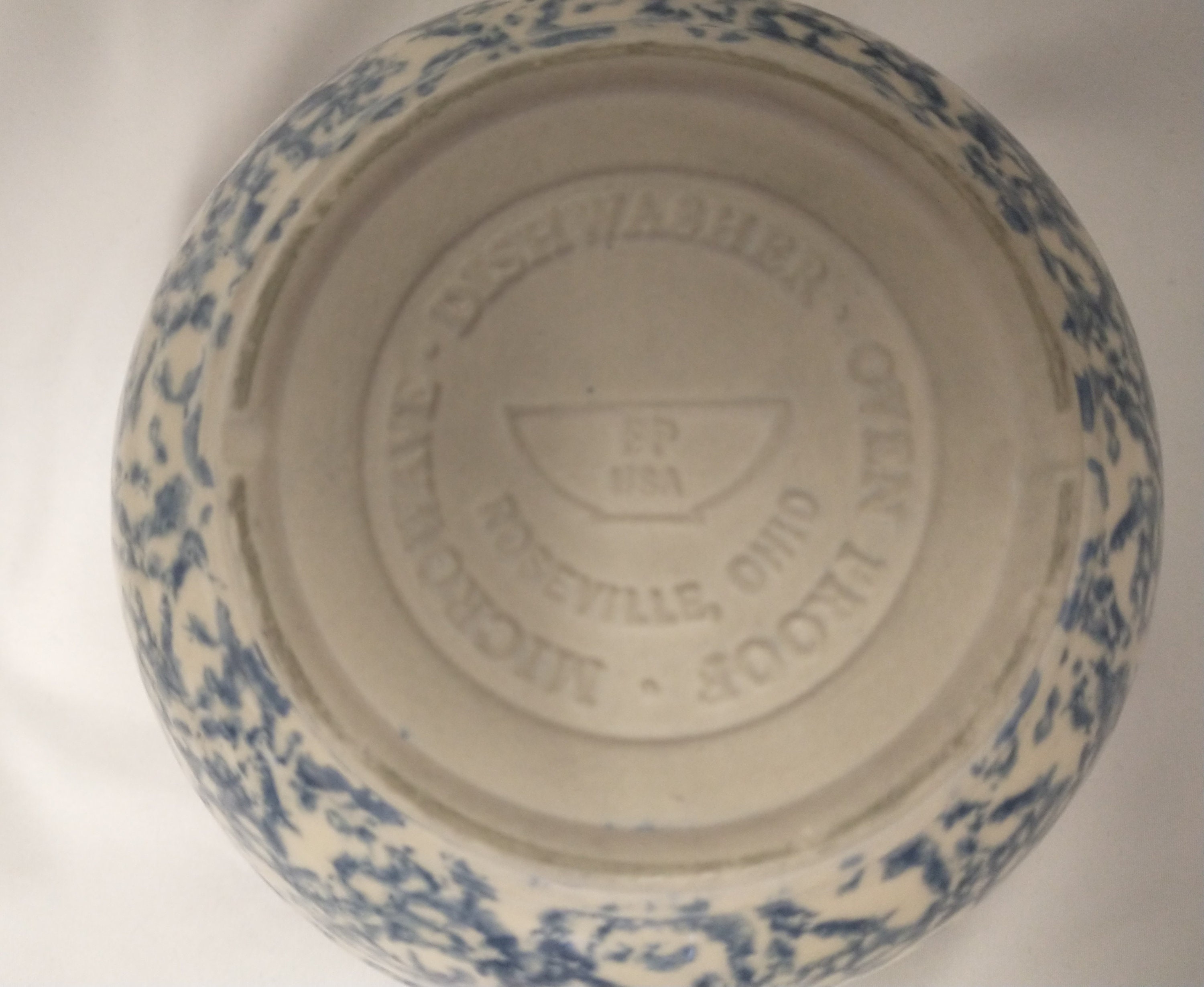 RARE Vintage Roseville Blue Sponge Ware Set of 3 Mixing Bowls Etsy