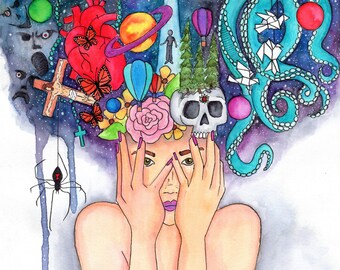 What's In Your Head - The Cranberries, anxiety, thoughts, cluttered mind, head full of fear,lyric art