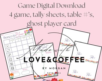 Materiały do gry Bunco in Bloom: karty wyników, arkusze zliczania, numery stołów (do pobrania w wersji cyfrowej)