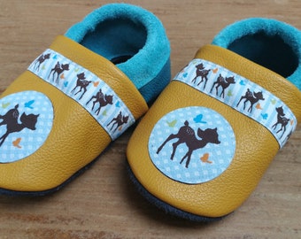 blaues Bambi - Lederpuschen - Lauflernschuhe - Hausschuhe