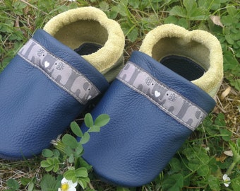 blue elephant shoes - leather dolls - running shoes - slippers