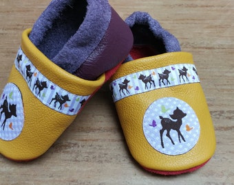 lila Bambi - Lederpuschen - Lauflernschuhe - Hausschuhe