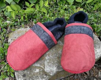 Leather puffs-slippers-office shoes for adults made of suede