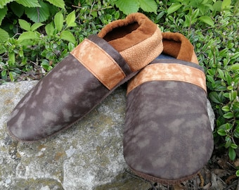 brown leather dolls - slippers - office shoes for adults in suede