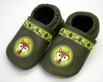 Green fox-leather puffs-running shoes-slippers