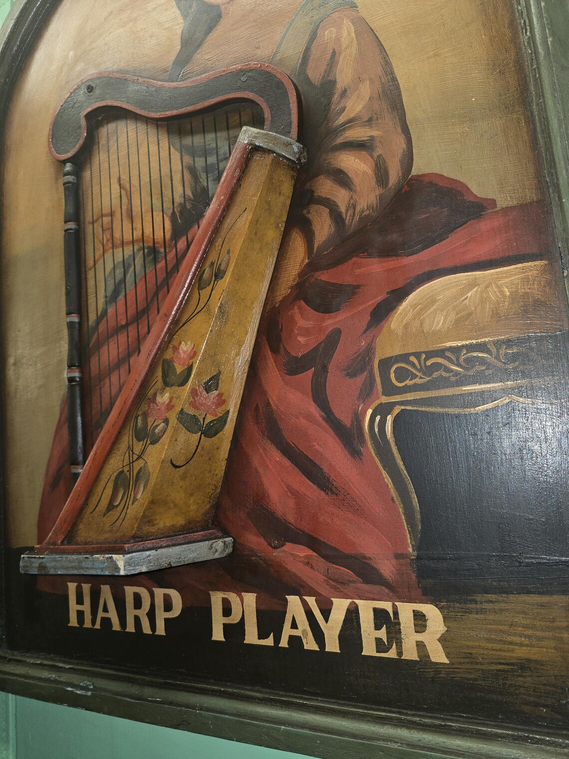 Harp Sign Hand Painted Harp Player 3-D Sign - Etsy