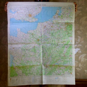 Carte de l'Europe, carte vintage de la Grande-Bretagne, des Pays-Bas et de la Belgique, affiche murale, carte d'enquête de l'armée soviétique, ancienne carte, décoration murale en russe