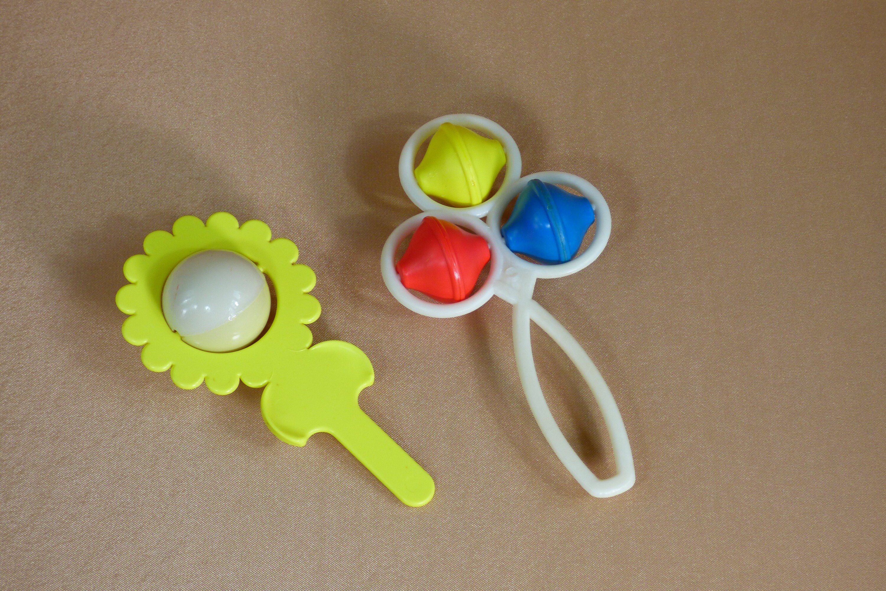 2 Vintage baby rattles. Soviet yellow and white plastic baby Etsy