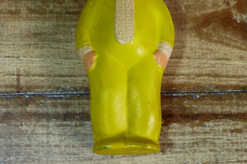 Rubber toy baby USSR \u2013 Vintage rubber toy\u2013Soviet figure of baby Toy baby in a yellow overalls and with a pacifier-Soviet rubber toy baby