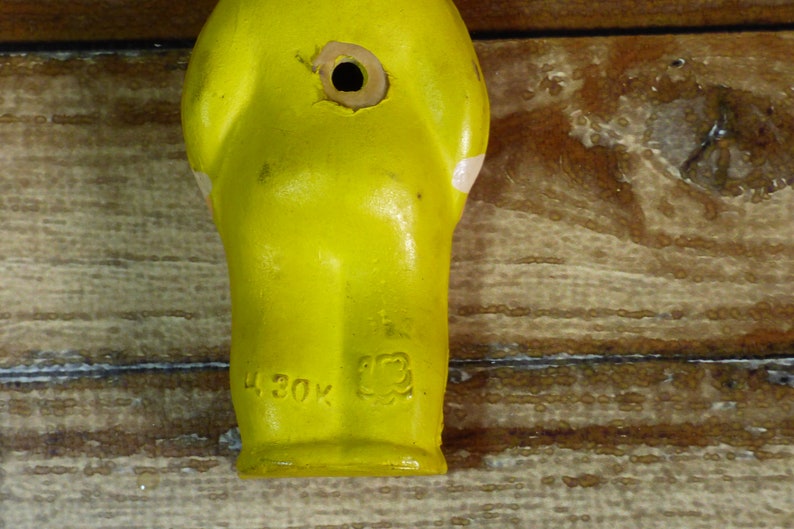 Rubber toy baby USSR \u2013 Vintage rubber toy\u2013Soviet figure of baby Toy baby in a yellow overalls and with a pacifier-Soviet rubber toy baby