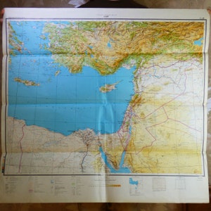 Vintage Karte Wanddekor Vintage Landkarte von Griechenland, der Türkei, Libanon, Jordanien, Ägypten,Zypern, Saudi-Arabien Historische Geschenk Übersichtskarte der Sowjetunion