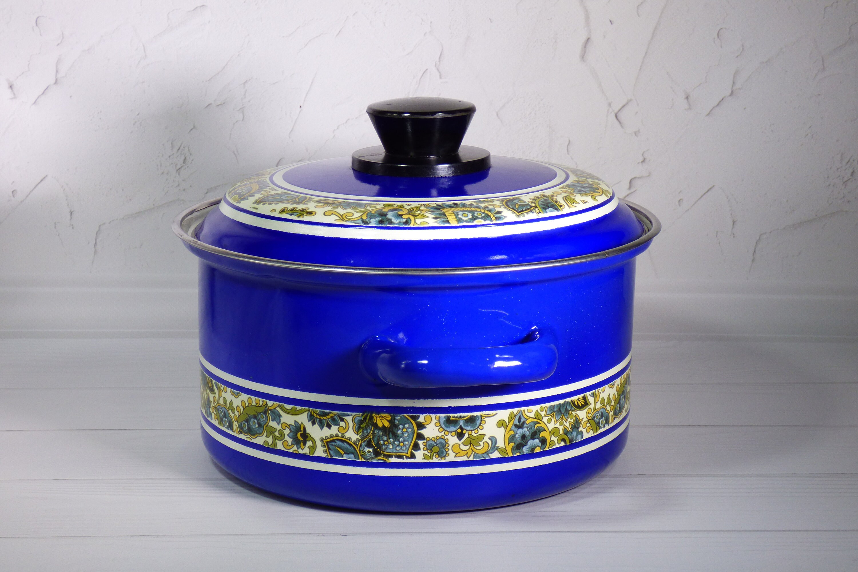 Enamel pot 3 L Enamel cookware Enamelware Blue enamel pot Etsy