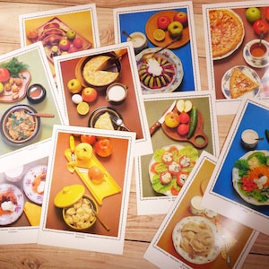 Ricette di carte di mele Carte sovietiche con ricette di mele Carte di piatti di mele vintage Set di 18 cartoline fotografiche di cucina Cartoline illustrate di cucina