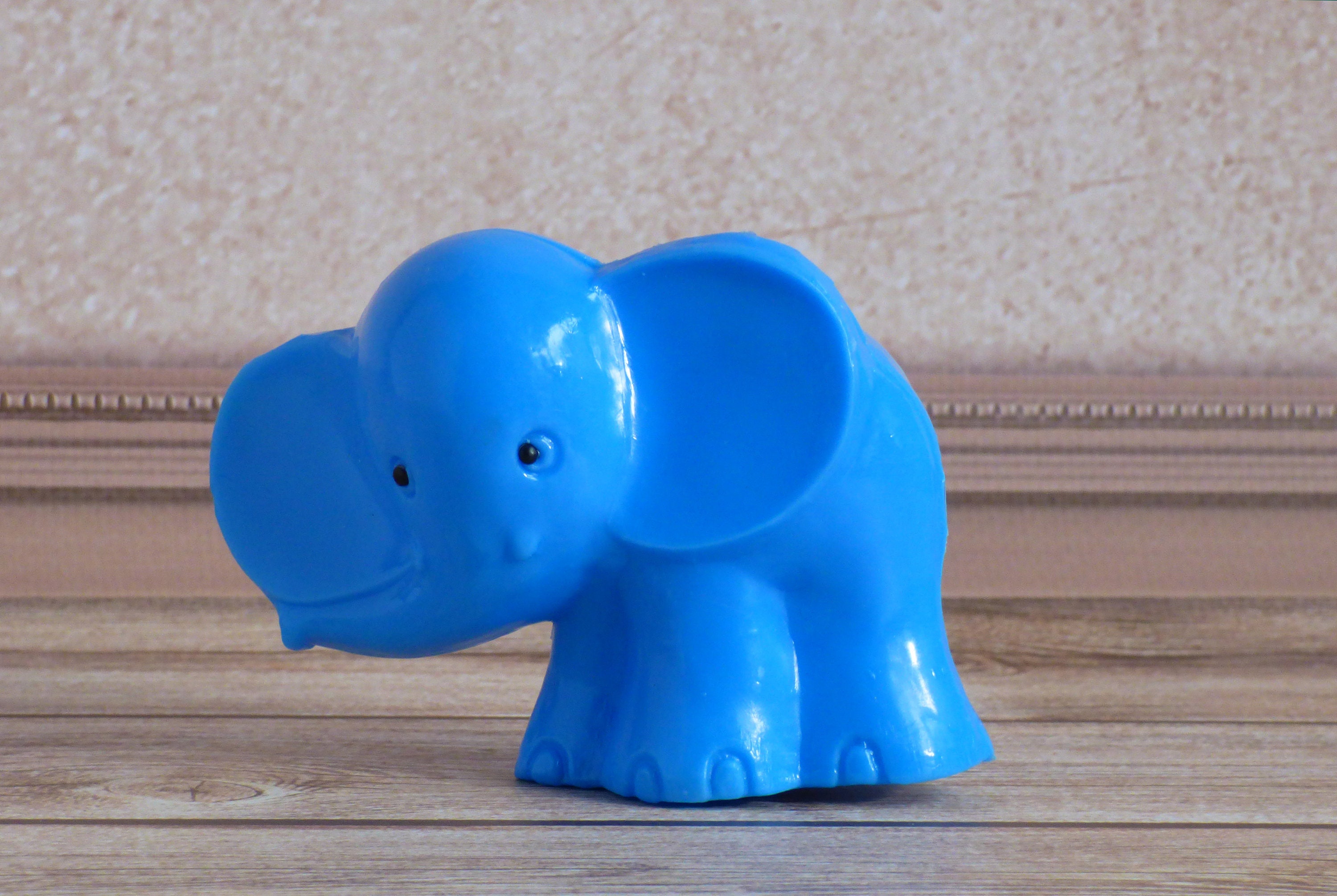 Blue baby elephant toy Soviet plastic toy elephant Retro Etsy
