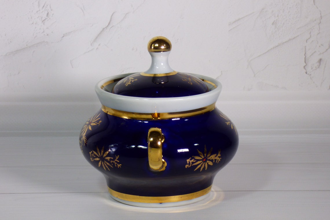 Neue Kobalt Zuckerdose Vintage LebensmittelKanister Keramik | Etsy