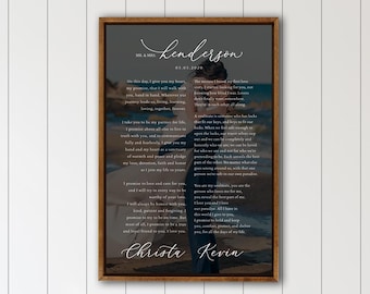 Personalized Wedding Vows Canvas, Framed Vow Photo Prints