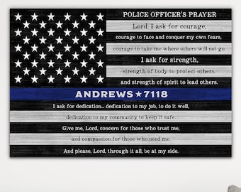 Police Officer Academy Graduation Gift - Personalized Law Enforcement Police Prayer Sign