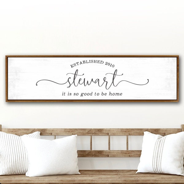 Personalized Family Last Name Establish Sign | Marriage Wedding Date | Custom Est 2019 2020 2021 | It's So Good to Be Home Canvas Wall Art
