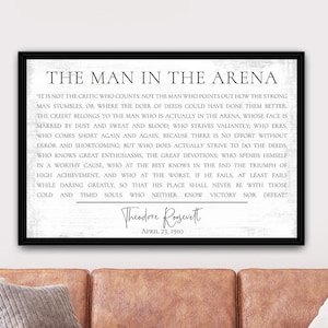 The Man In The Arena Sign | The Man In The Arena Framed | Theodore Roosevelt