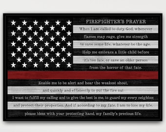 Firefighter Graduation Gift | Firefighter Prayer | Fireman Gift | Thin Red Line | Gift For Firefighter | Fire Chief Gift | Firefighter Sign