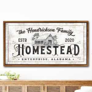 Family Farmhouse Homestead Sign Custom, Homestead Personalized Farmhouse Canvas Wall Art