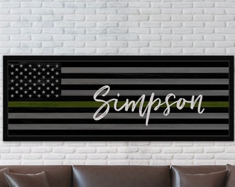 Military Gifts Personalized | Thin Green Line Military Wall Art | US Military Graduation Gift & Military Veteran Retirement Gifts