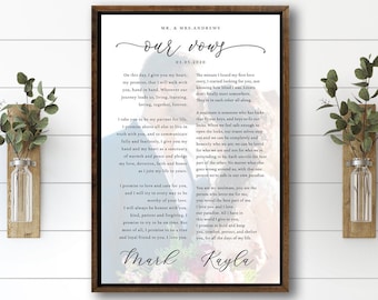 Custom Wedding Vows | Wedding Vows Canvas | Vow Prints | Vows Framed | Wedding Vows