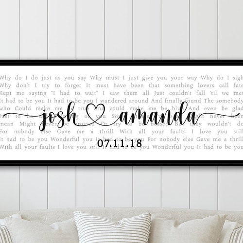 Custom Song Lyrics on Canvas Wall Art His and Hers Wedding Etsy