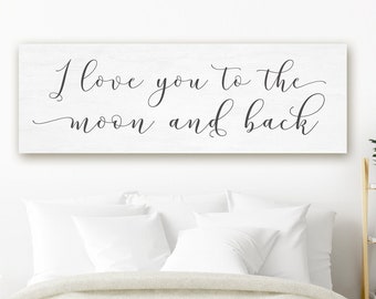 I Love You To The Moon And Back Sign | Love You To The Moon And Back Canvas Wall Art Print