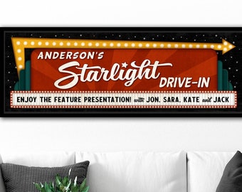 Personalized Drive In Theater Sign, Drive-In Movie Sign