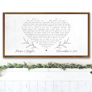 Wedding Song On Canvas, Personalized Lyrics Wall Art, Anniversary Song Print, Heart Lyrics, First Dance Wedding Gift, Couple Song Picture